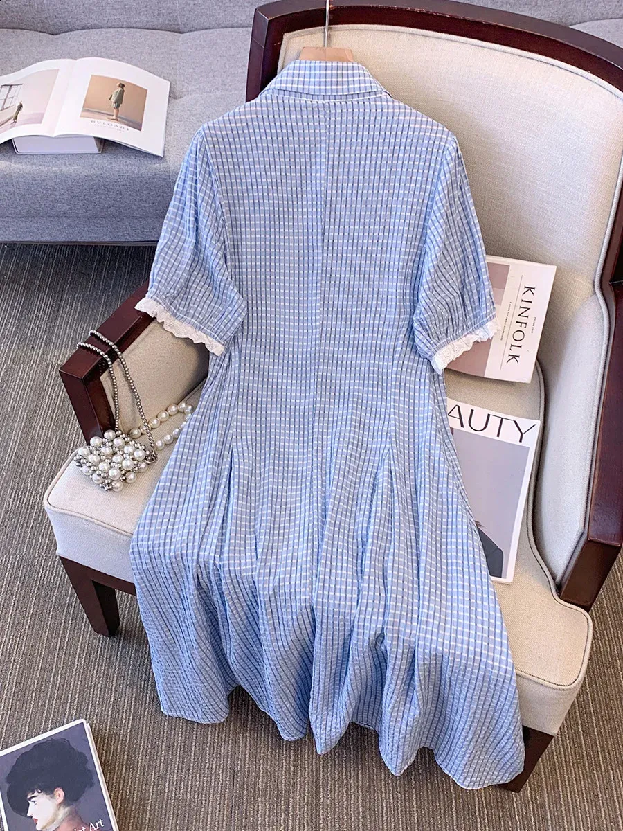 blue plaid dress plus size Maine Stretch Flannel Shirtdress main image 1