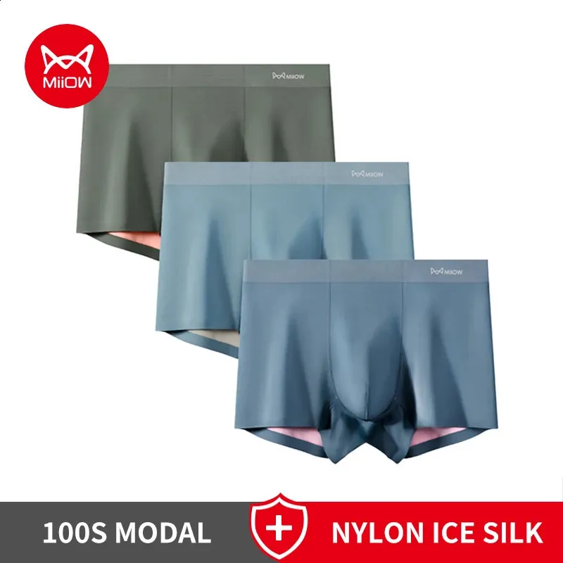 3Pcs 100% Cotton Silk Crotch Men's Antibacterial Boxers main image 0