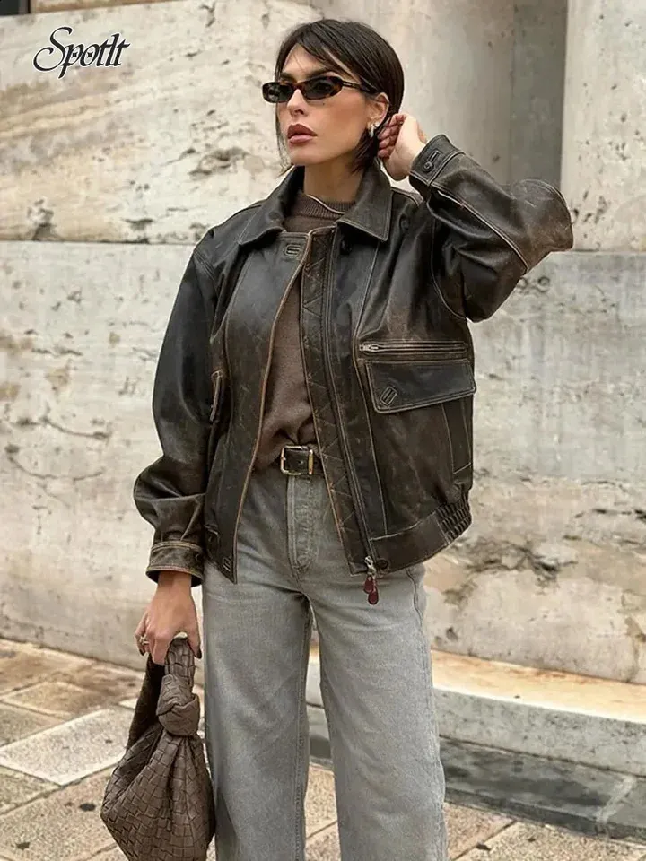 Old leather bomber jacket hot sale