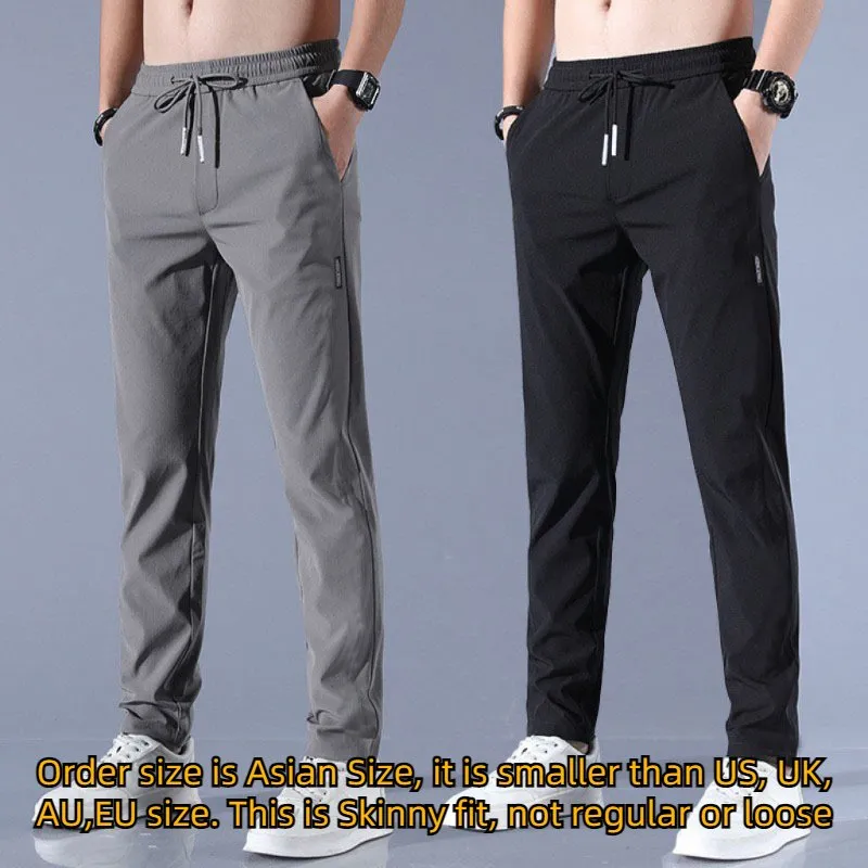 Summer Silk Mens Athleisure Pants Black Gray Thin Busin Casual Pants For Outdoor Activities Elastic Breathable And Straight Leg Sweatpants Size 38rn From Narutos 19.58 DHgate.Com