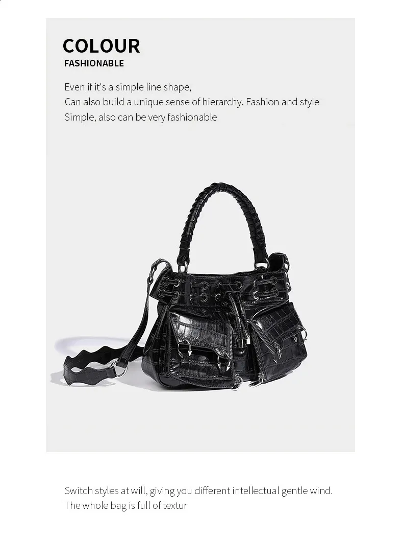 JIAERDI Y2k Grunge Sier Handbag Women Vintage Pockets Chic