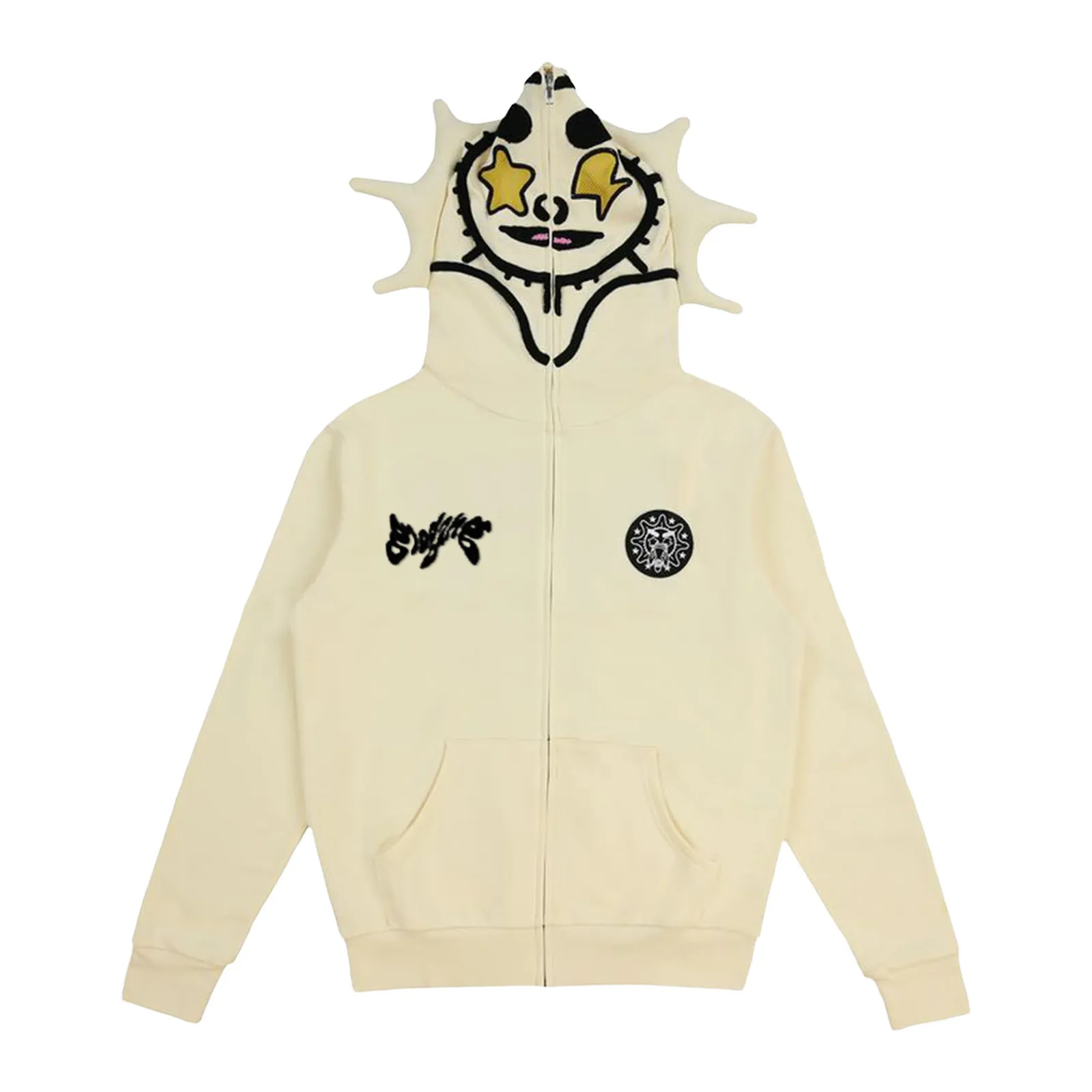 Men's Glo Gang Full Zip Hoodie Loose Fit Polyester Skull Pattern