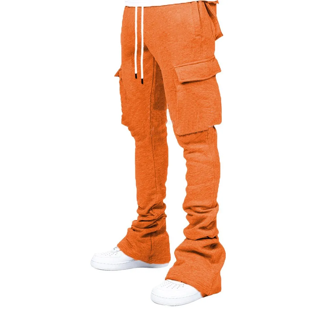 Mens Plus Size Fleece Cargo Stacked Stacked Pants Men Flare Sweat Pile Up Hiphop Streetwear Design From Herons 41.31 DHgate.Com