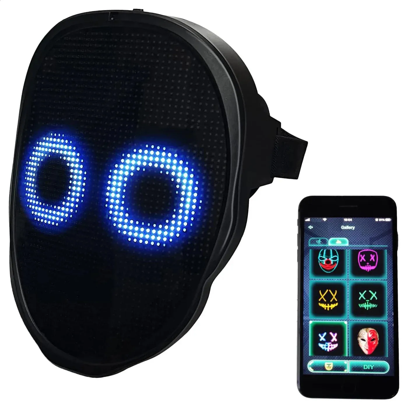 Led Happy Mask LED Face Changing Masks Interactive Light Up Party Masks For Halloween ...