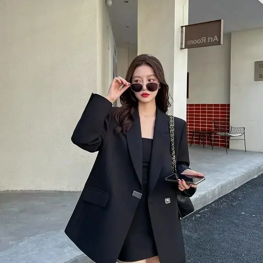 Trench Coat Blazer Black Coat Female Womens Long Blazer Jacket