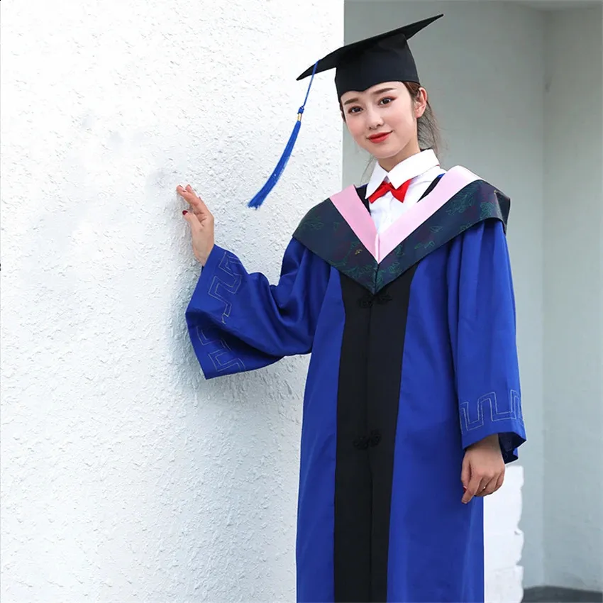 Unisex Graduation Gown Hat Set Academic Dress For University