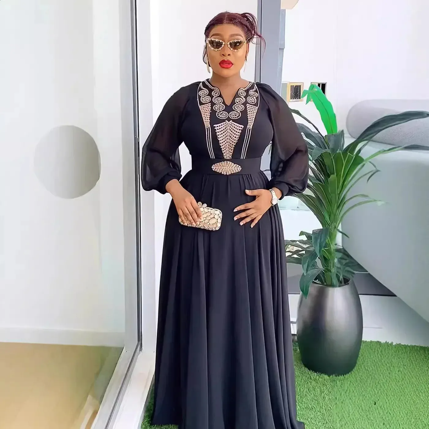 Elegant Chiffon Kaftan Dress for Women - Plus Size Evening Party trendy Plus Size clothing (240812)