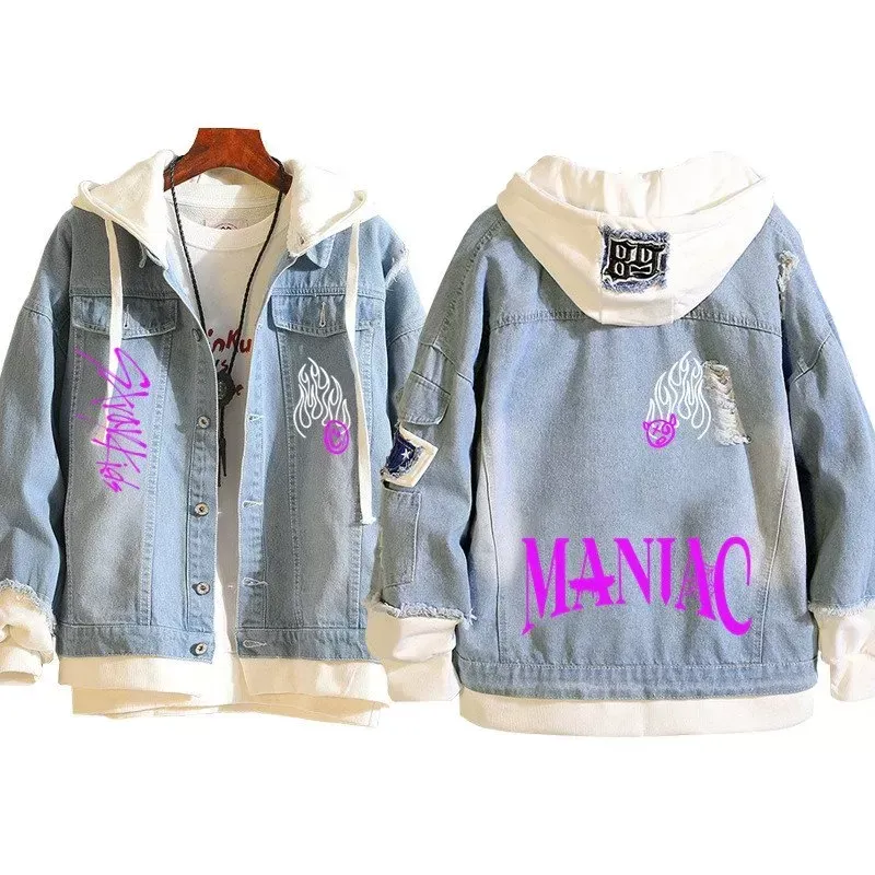 DHgate.com:2024 Stray Kids Kpop Denim Jackets | Hooded Coat for 