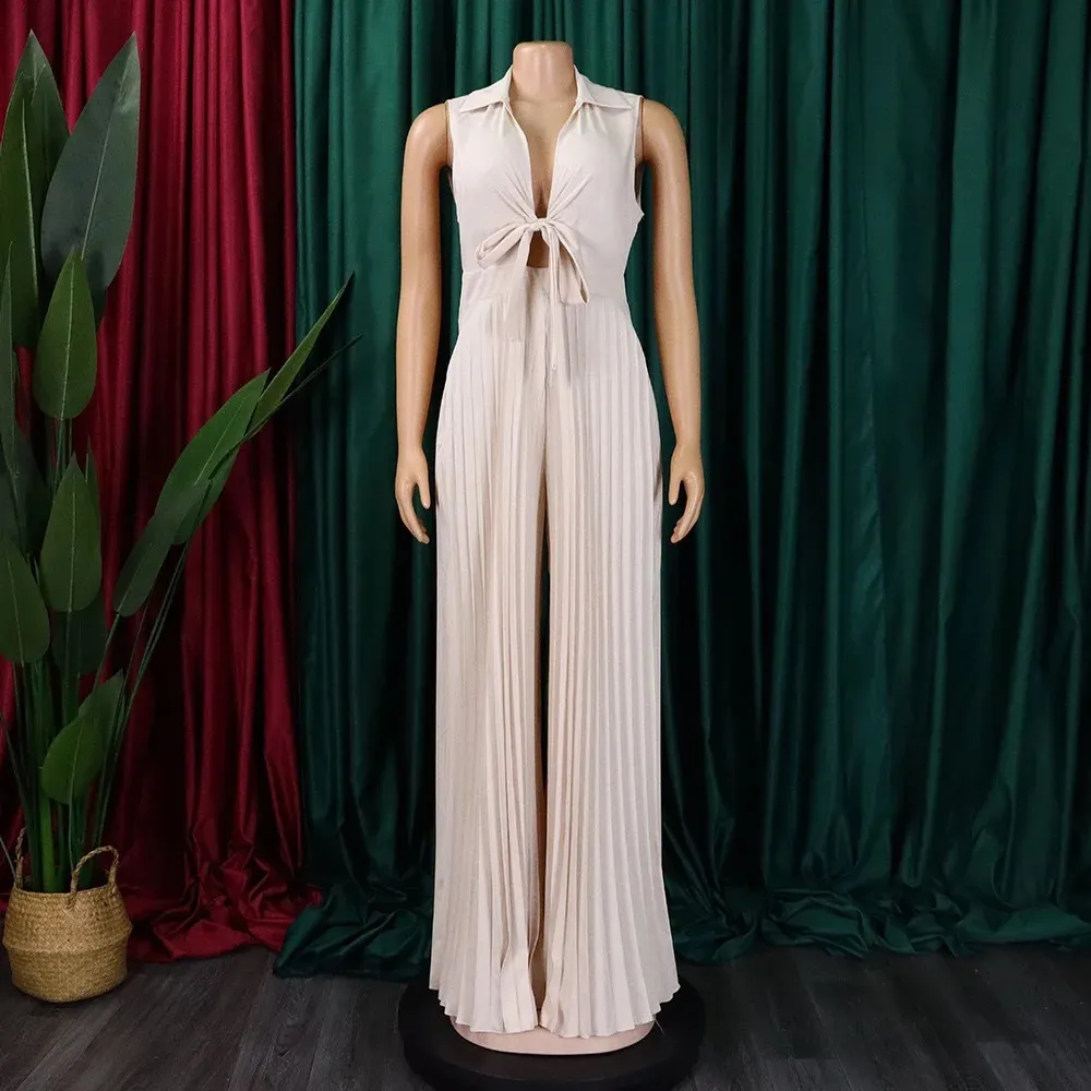 Jumpsuit Dress Formal Dresses Plus Size Party Rompers Elegant Pleated Tie  Romper For Women With Turn