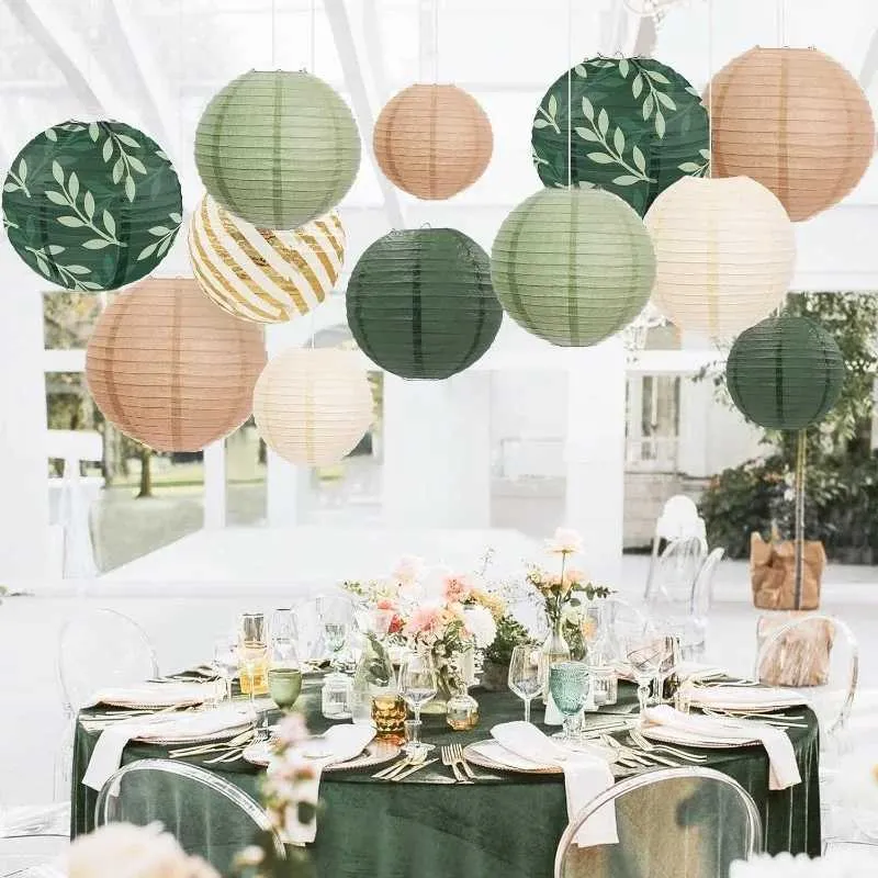 Green square paper lanterns discount