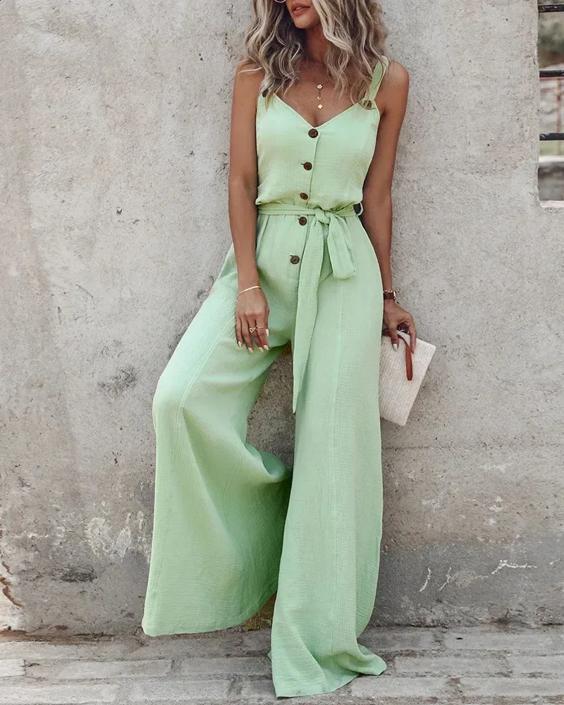 Dhgate High Neck Bell Sleeve Wide Leg Jumpsuit With Belt Save Big On Bulk  Women's Wide Leg Pants Jumpsuit Jumpsuit Women Casual: Elegant Sleeveless 