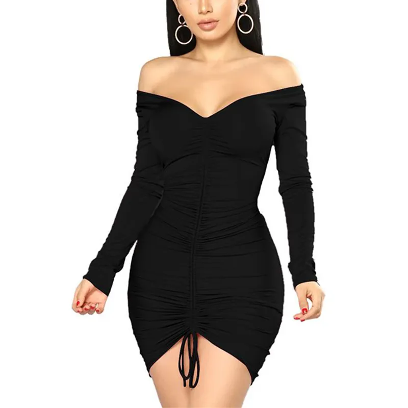 Off the shoulder ruched bodycon dress hot sale