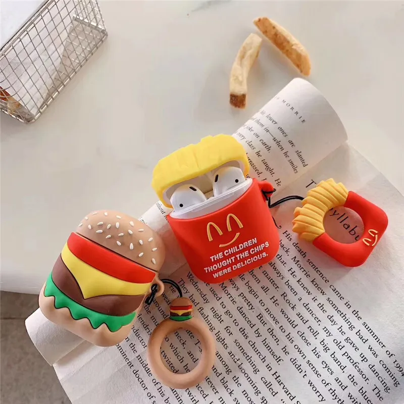 Funny Fries AirPods Pro Case Cute Hamburger Design Silicone