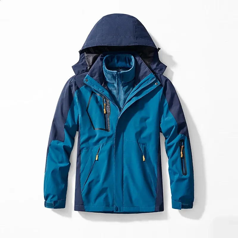 Waterproof 3 in 1 windcheater jacket for men and Coat Set for Men and Women Ideal for Spring and Winter Camping and Hiking Thicken Warm Windbreaker Outwear Y240821