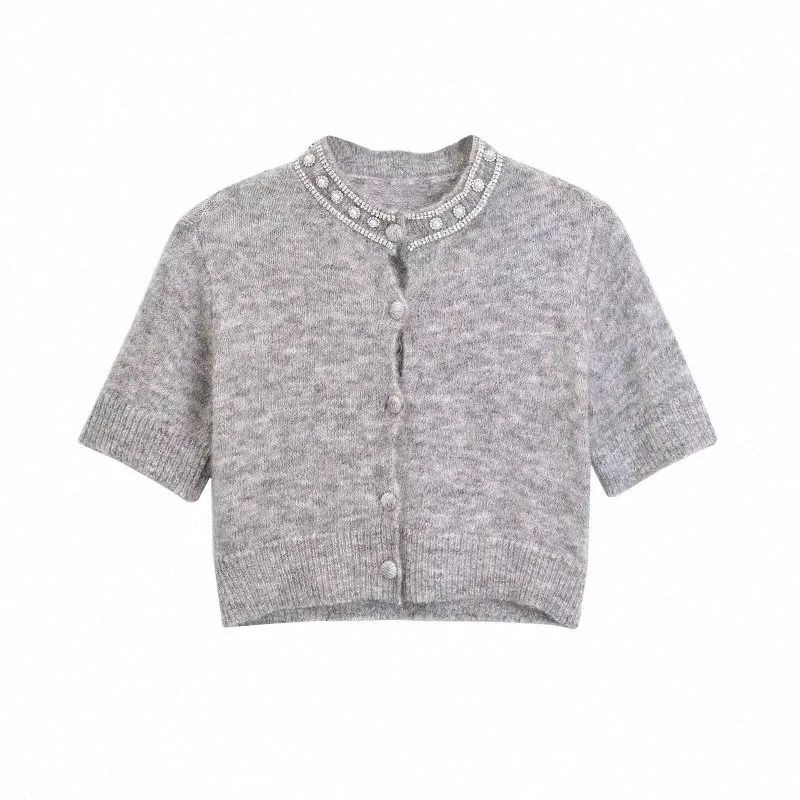 トップス cropped pearl cardigan Kedera Women's Open Front Cardigan Pearl Trim Crop Sweater