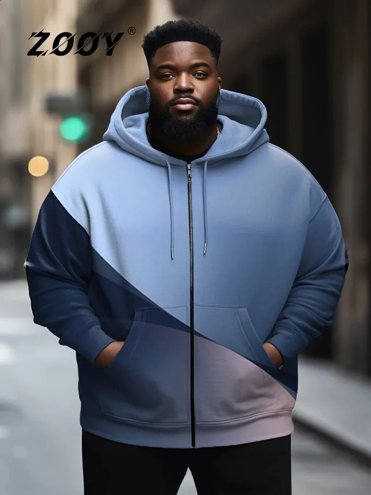 DHgate Mens Gradient Color Block Zip Up Casual Long Sleeve Hoodie Jacket Apparel