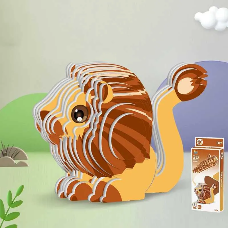 DIY 3D Animal Paper Puzzle Educational Montessori Animal Toys For Kids ...
