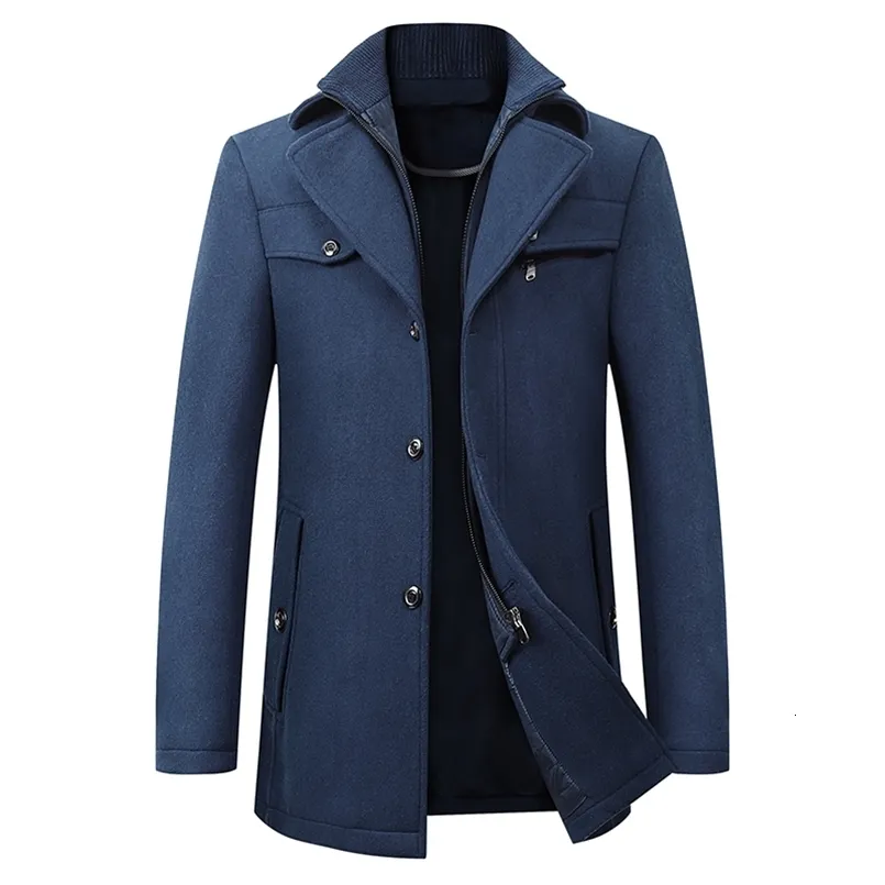 Men's Woolen Windbreaker Coat 100% Wool Slim Fit Single Breasted