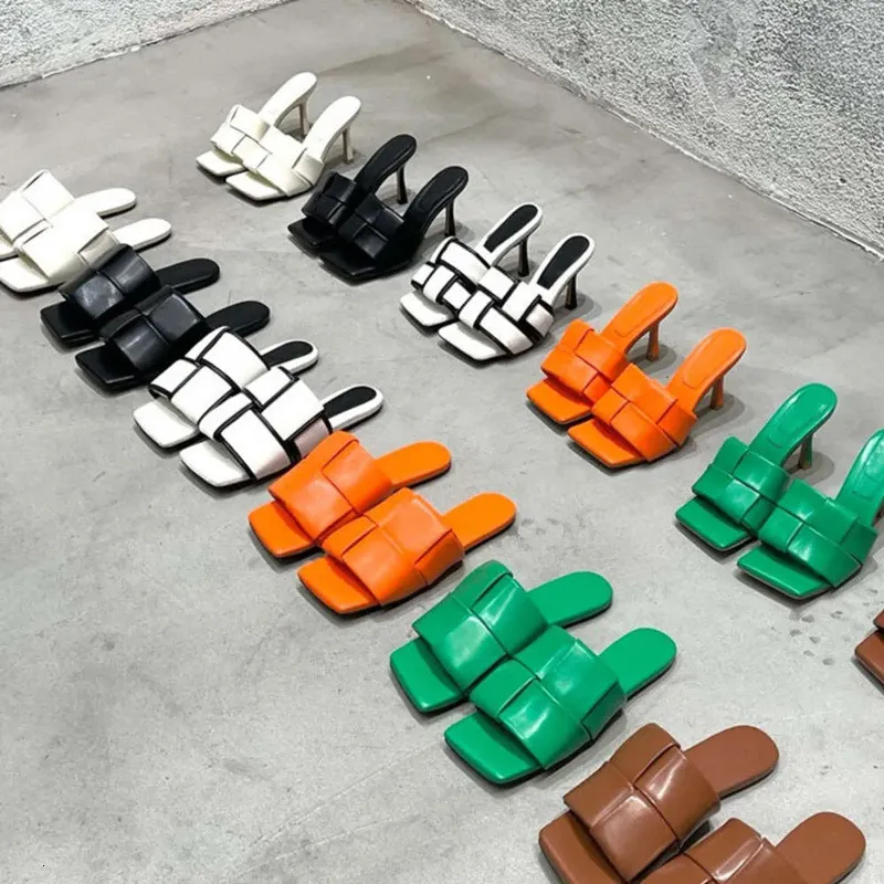 Sexy Vierkante Teen Plat Geweven Muilezels Dames Zomer Dias Schoenen Sandalen Trouwjurk Schoenen EU 35 43 Van 24 36 DHgate