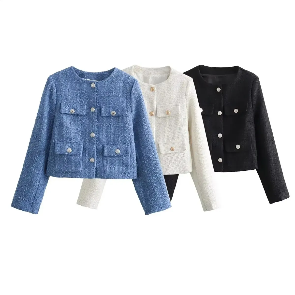 Chic Tweed Jacket - Womens Spring Fashion, Single-Breasted