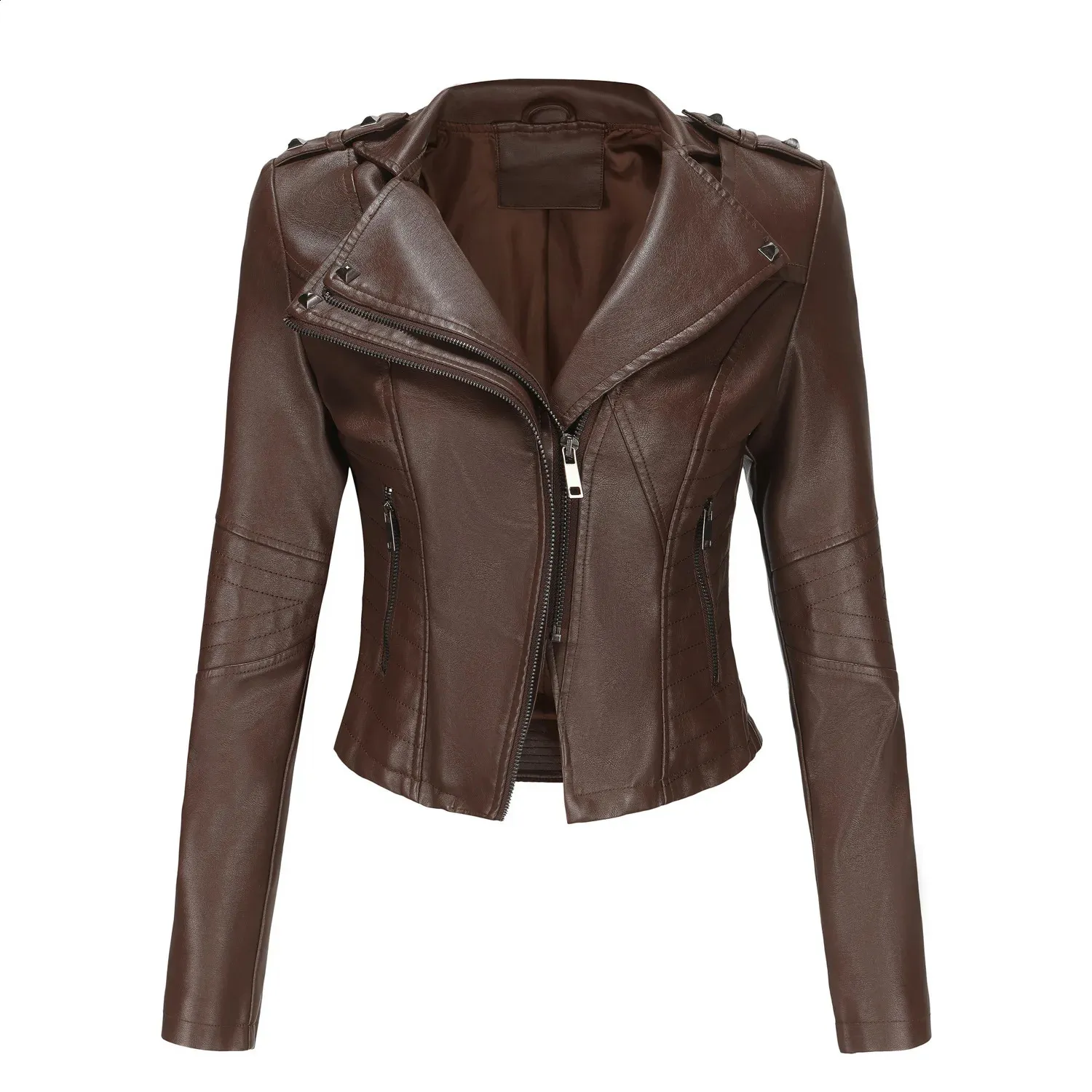 Vintage Leather leather jacket for Women - Lapel Zipper Vintage Leather leather jacket for Women - Lapel Zipper