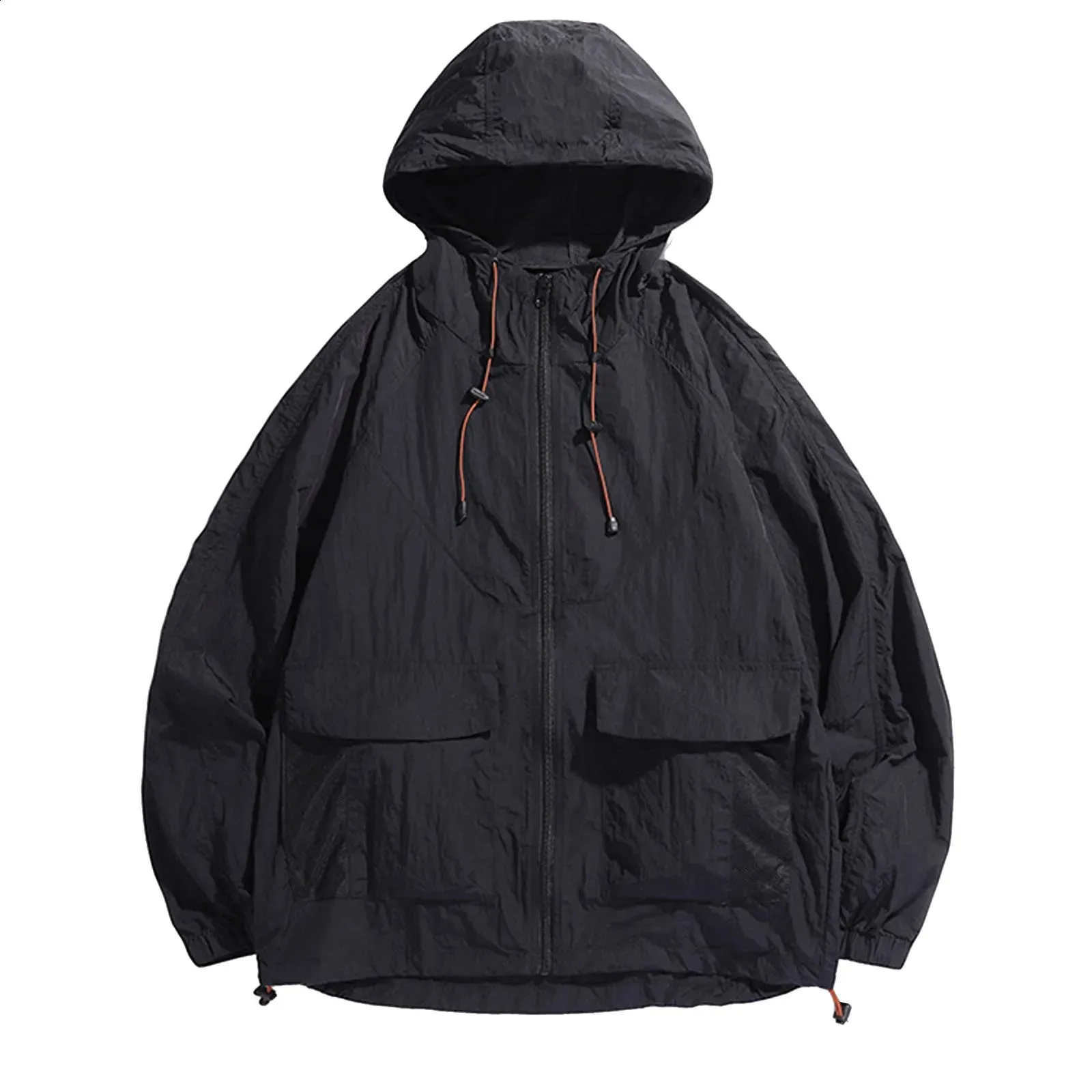 【DISCERNMENT】Mate diagonal hood windbreaker Men's Wind Breaker Hooded trench jacket - Ultra Thin