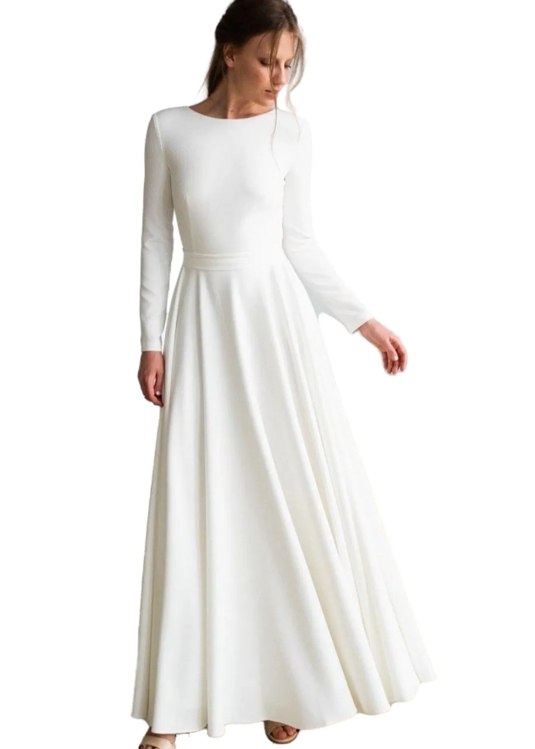 plus size white a line dresses Long V-Neck Boho Lace Plus Size A-Line Wedding Dresses with Sleeves –  27dress