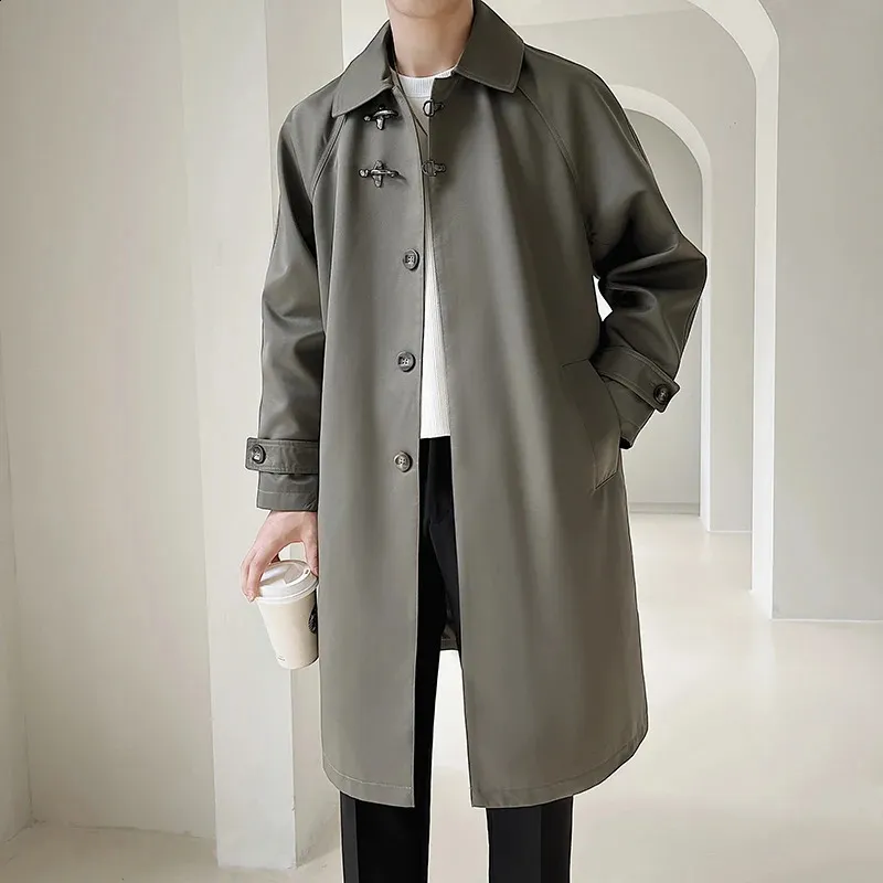 Vintage Japanese Korean Fashion Men's Mid-Length trench Vintage Japanese Korean Fashion Men's Mid-Length trench