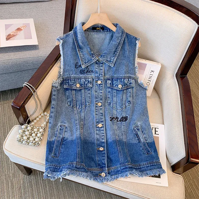 Plus Size Denim Vest: Spring/Autumn Sleeveless Jacket Shop Now