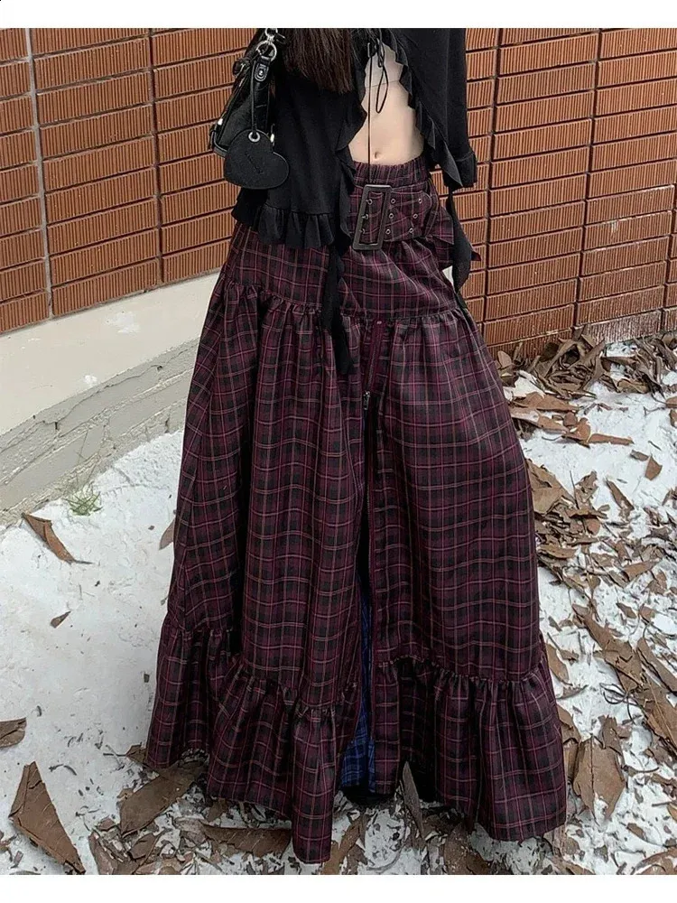 Save Big on Bulk Jeans Skirt Long A Line Plaid Skirt Women A Line Long Skirt, High Waist Vintage Style For Women, Versatile Y2k Womens Clothes,