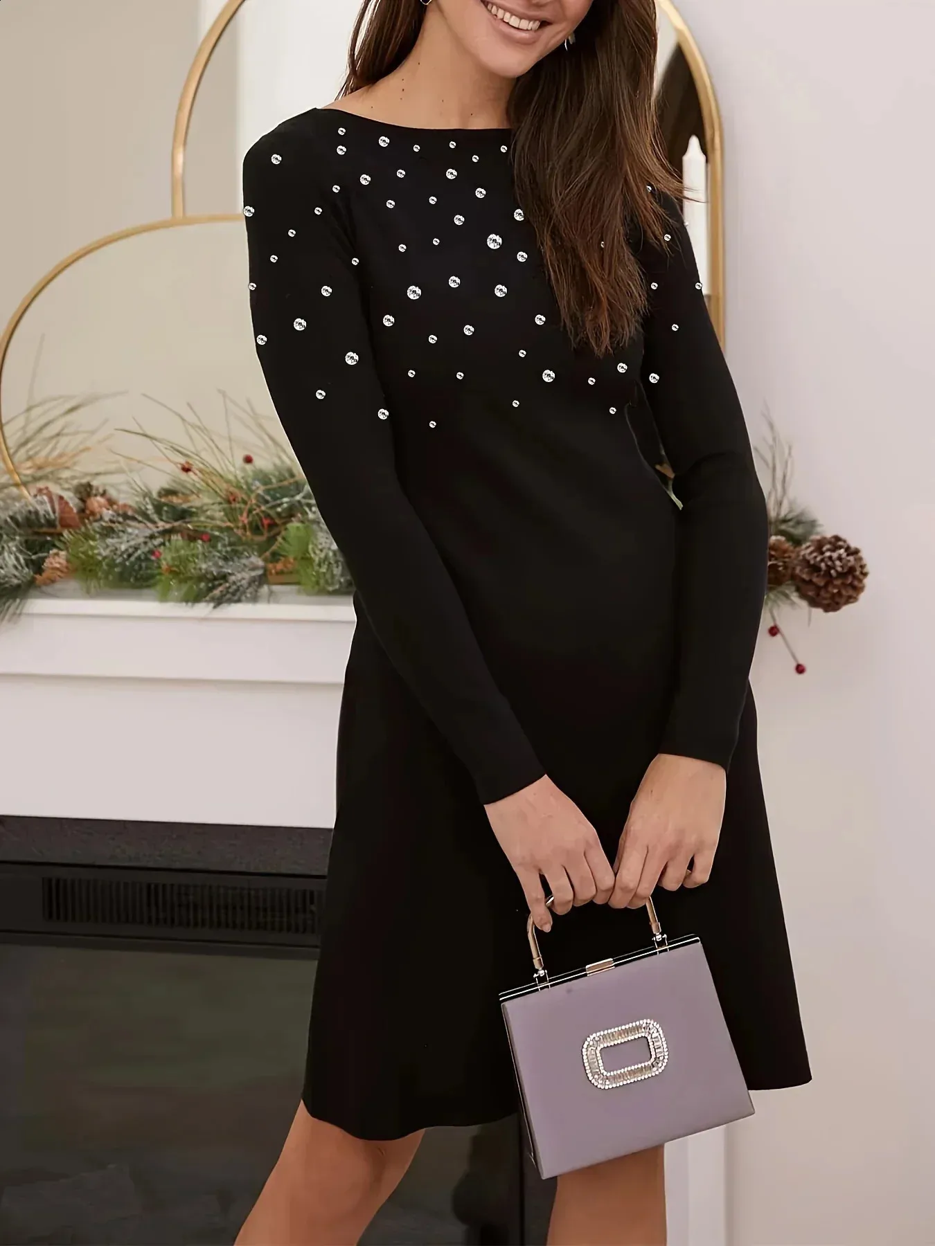 open lace back dress Oversized Cable Knit Alpaca Sweater Dress, Plus Size main image 0