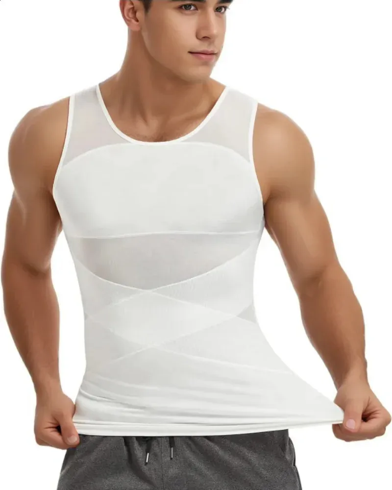 Mens Compression Shirt Body Shaper Tank Top for Abdominal