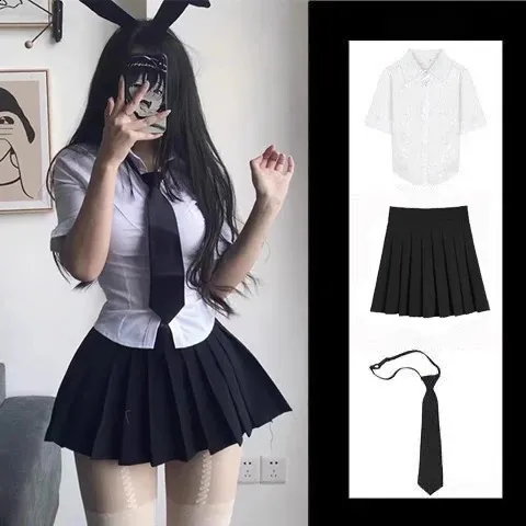 【GLOWNY】24SS★ UNIFORM SHIRT MINI SKIRT (S,M) UNIFORM SHIRT MINI SKIRT (NAVY) - GLOWNY