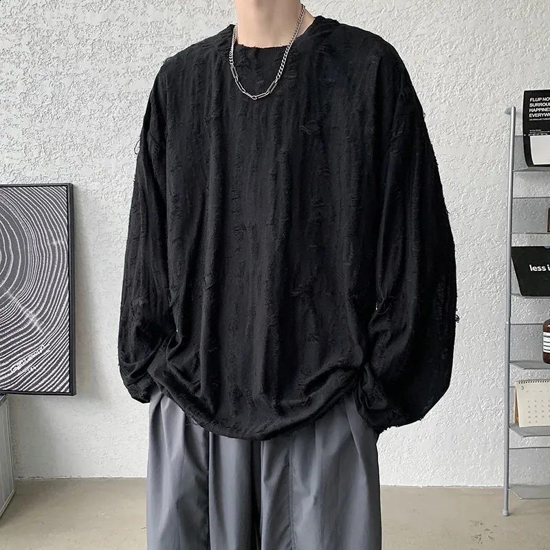 High Street Korean Fashion Men's O Neck Long Sleeve