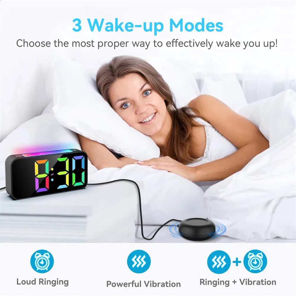 wireless vibrating alarm clock Super Loud Alarm Clock with Wireless Bed Shaker, Vibrating Dual Alarm Clock  with Light Wake-Up