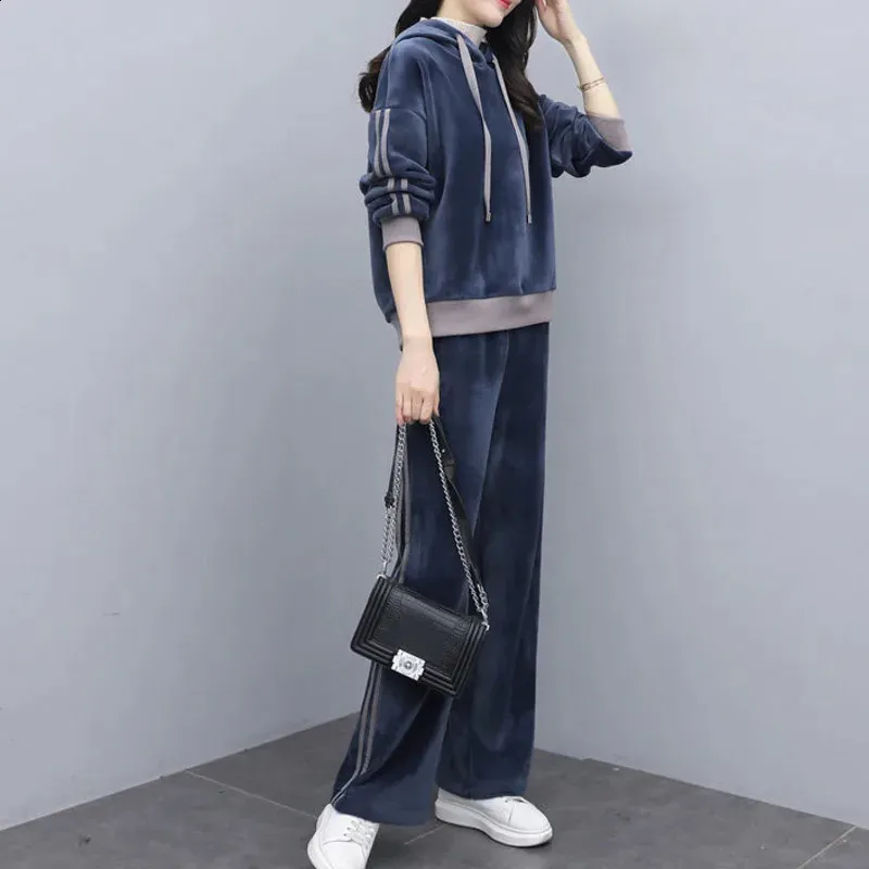 Velour Tracksuits For Women Velvet Outfits Hoodies Tops