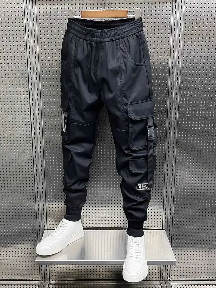 Mens Hip Hop Cargo Pants Multi-Pocket Bootcut Capris Trousers in