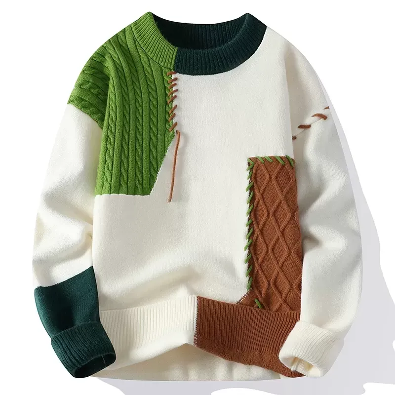 Patchwork Knit Sweater: Autumn Winter Trend - High Street Patchwork Knit Sweater: Autumn Winter Trend - High Street