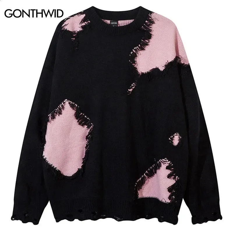 Vintage Sweaters Grunge Y2K Ripped Hole Knitted... From  display picture 1