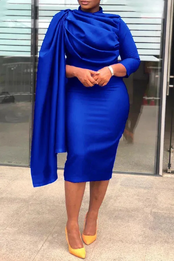 blue pencil dress for wedding The Jackie Pencil Dress in Royal Blue main image 0