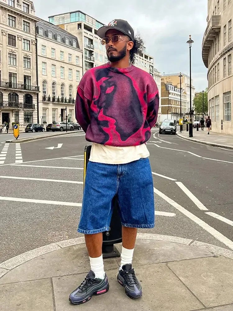 Y2K Harajuku Oversize Tie-Dye Knitted Pullover Sweater for