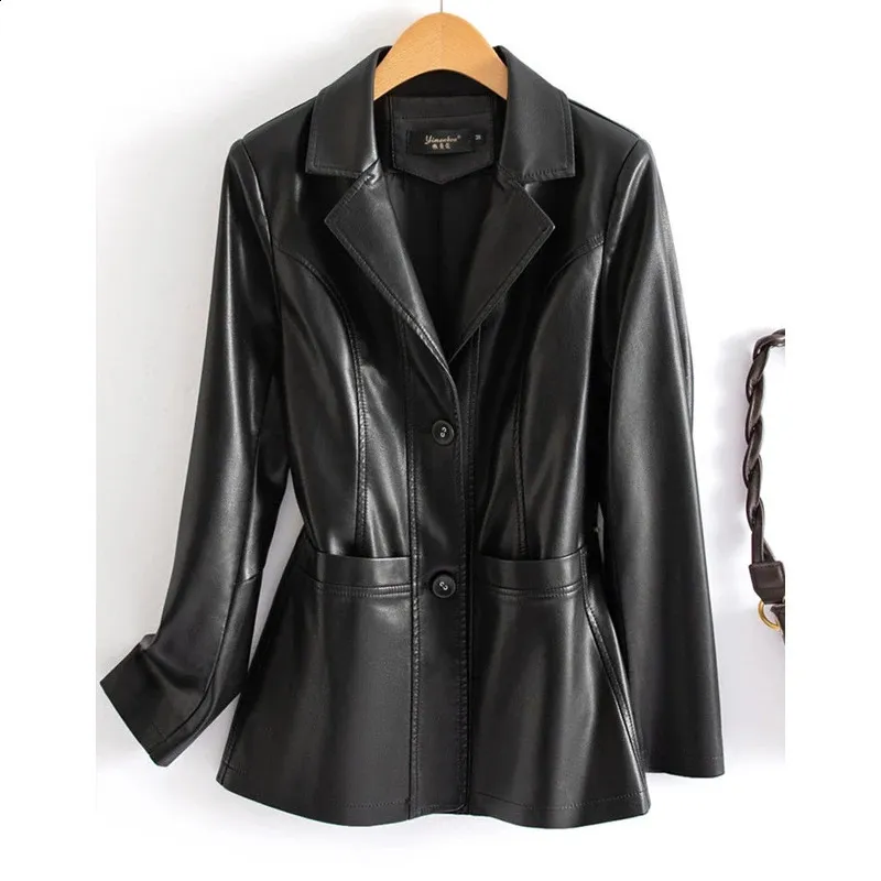 Veste Femme RuffHewn Vintage - Manches Simili Cuir Noir - Corps Gris - Taille M - Occasion TB