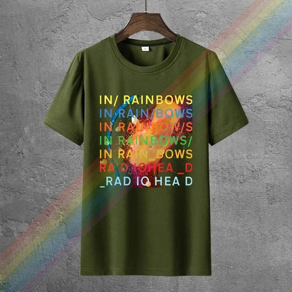 Radiohead In Rainbows Tour Tshirt　白　XS Radiohead In Rainbows Rock T-Shirt - Black Cotton Music Tee