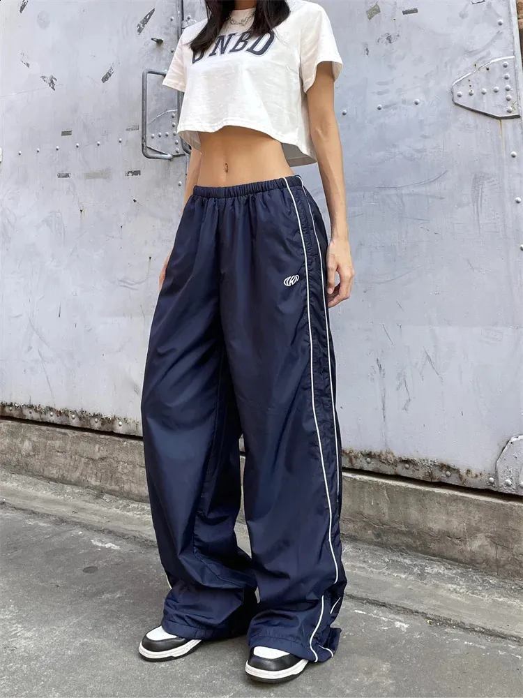 Vintage Navy Blue Gorpcore Track Pants For Women Gray Sports Loose Trousers Women With Oversized Korean Black Wide Leg Sweatpants By QWEEK Y2K 240813 From Charm clothes 17.3 DHgate.Com