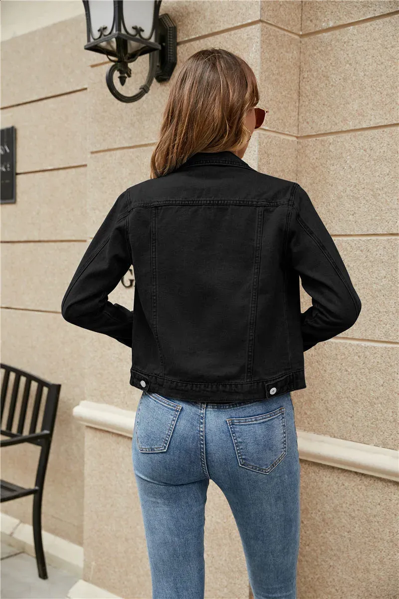 Denim Jacket For Women Jean Jacket Women Oversized Solid Color