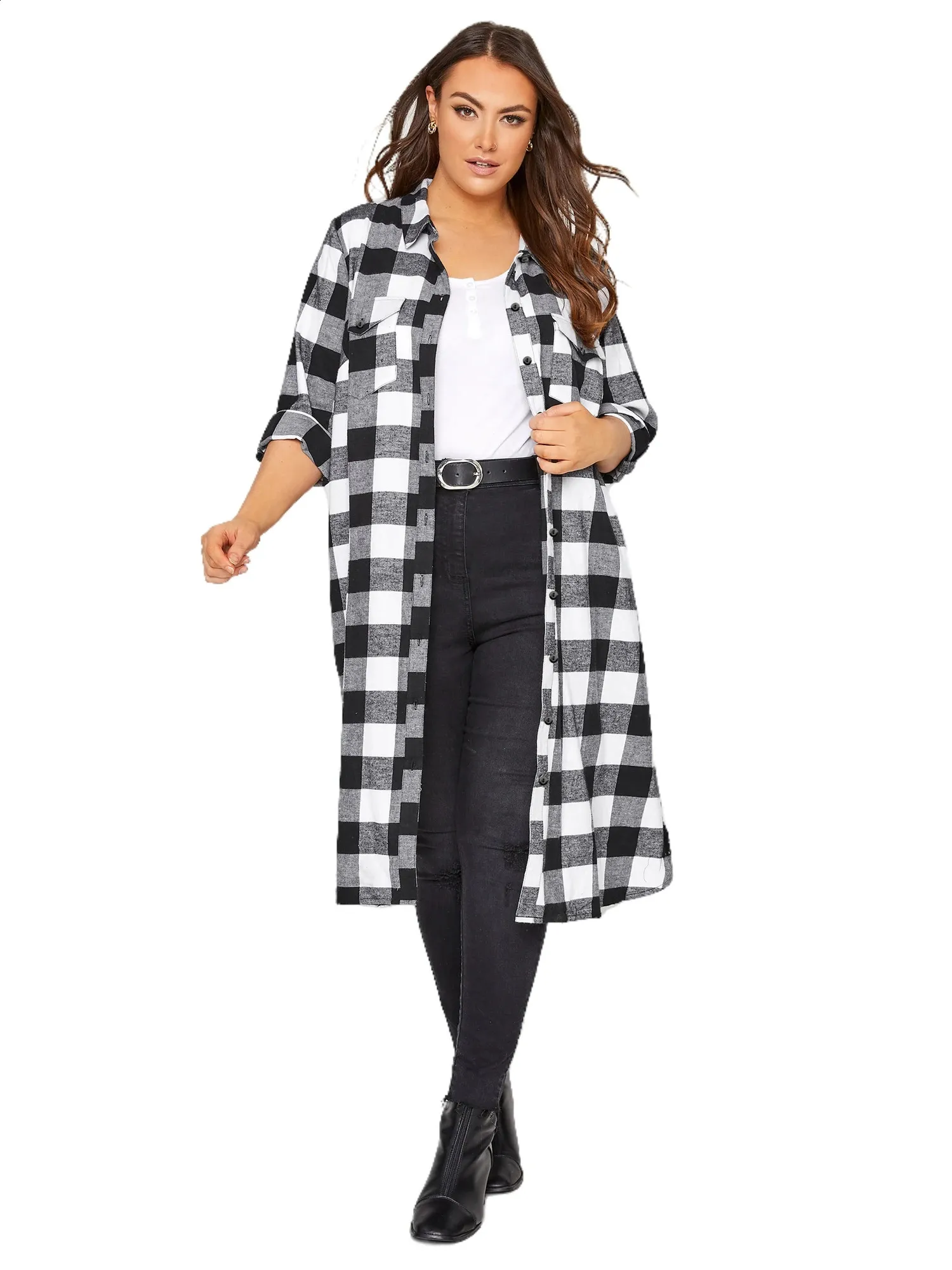 Save Big on Bulk Long Sleeve T Shirt Dress Maxi Long Sleeve Black Dress  Maxi: Plus Size Elegant Shirt Dress, Rolling Sleeve Plaid Maxi Dress In  Black