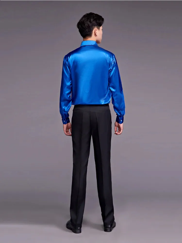 Shiny Royal Blue Sequin Satin Men's Dress Shirt Long Sleeve Slim Fit V-Neck Single Breasted Acetate from Dhgate Men's Dress Shirts - price 51.49 Shiny Royal Blue Sequin Satin Men's Dress Shirt Long Sleeve Slim Fit V-Neck Single Breasted Acetate from Dhgate Men's Dress Shirts - price 51.49