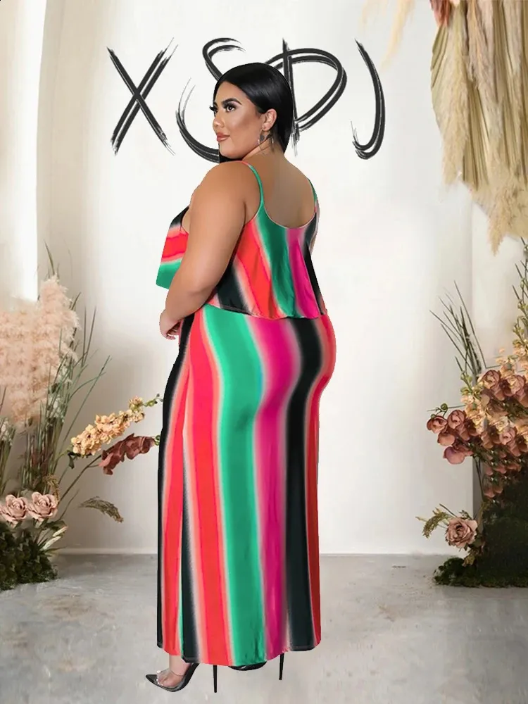 knee length dresses for ladies Plus Size Abstract Floral Caged Back Cami Maxi Dress