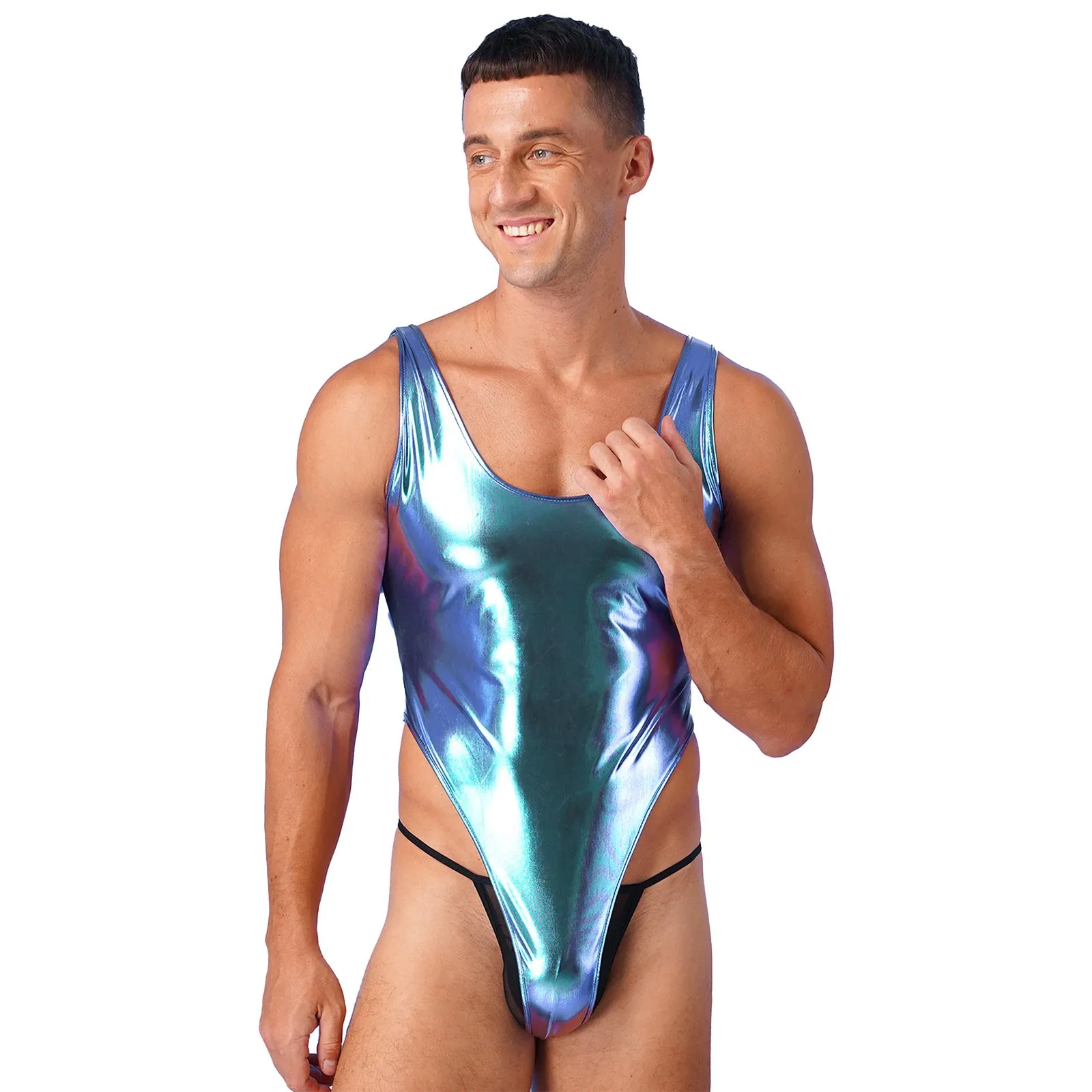 One Piece Swimsuit Mens Metallic Swimwear Undersea Express