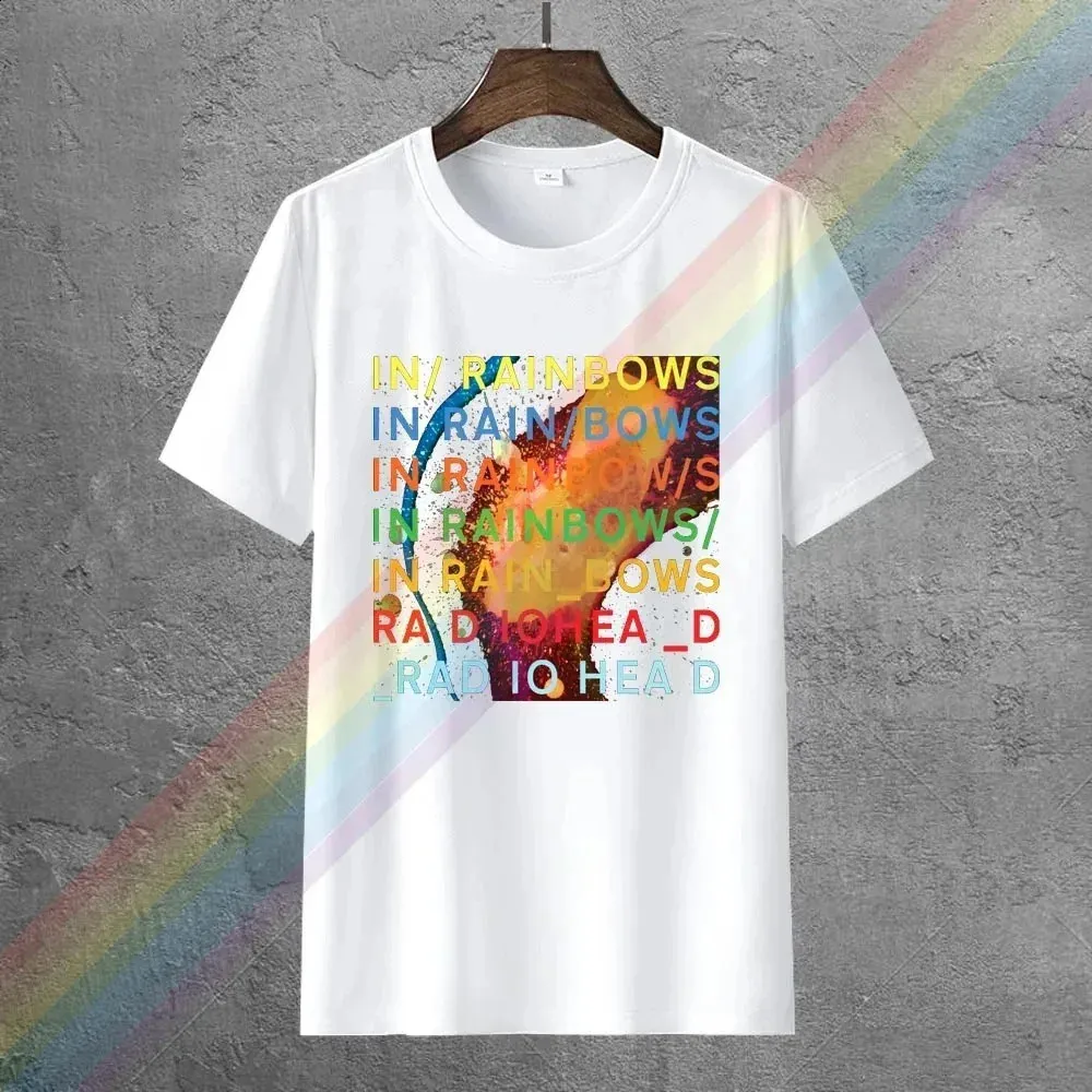 Radiohead In Rainbows Tour Tshirt　白　XS Radiohead In Rainbows Rock T-Shirt - Black Cotton Music Tee